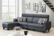 新生活家具NewlifeFurniture 【新生活家具】《狄克》 貓抓皮 布紋皮 L型沙發 四人座+腳椅 深灰色 淺灰色 現代 簡約 高背款 客廳 辦公室非ikea