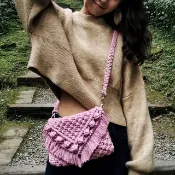 Macrame 粉色球球波西米亞風編織包