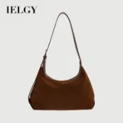 IELGY 麂皮絨手提腋下餃子包 休閒百搭大容量通勤單肩斜背包