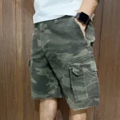美國百分百【全新真品】Abercrombie & Fitch 短褲 男 棉質 休閒 AF 短褲 迷彩 軍綠 CA00