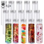 15 件 110 毫升塑料試管,透明扁平試管,帶螺旋蓋的塑料試管,用於糖果、豆類、派對裝飾