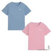 Puma 短袖上衣 女裝 棉質 歐規 藍/粉【運動世界】63204334/63204365