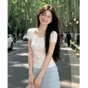 高腰顯瘦藍色直筒裙女夏魚尾裙中長款包臀半身裙+T恤甜妹兩件套#Hi, 貼心優衣家居#
