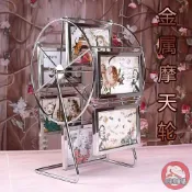 【免運】個性相框 家庭相框 寶寶相框 網紅 3/5/6寸摩天輪相框擺件金屬diy制作兒童組合旋轉風車擺臺相架定制【宜家良品百貨】