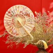 【品質嚴選】 中國風綠色茉莉花蒲扇360度折扇子圓扇古風旗袍漢服跳舞扇便攜夏 5 X 3 N