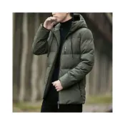 (店+)羽絨外套男青少年加厚麵包服大學生男款連帽寬鬆羽絨服秋冬季防風防水保暖外套中長款男士爸爸夾克男童防寒棉服大尺碼禦寒鋪棉大衣