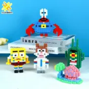 臺灣/✨海綿寶寶兼容樂高積木卡通手工diy拼裝益智玩具派大星女禮物兒童