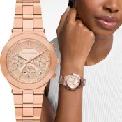 Michael Kors MK Billie 時尚三眼計時女錶 開學換新季 送禮推薦-玫瑰金/37mm MK7604