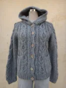 楹 ~ 正品 日本品牌 earth music & ecology 灰色 連帽 粗織毛衣外套 Size: S