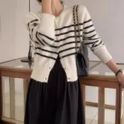淘好物百貨店 【高品質100%純羊毛】圓領開衫 女裝毛衣 短款針織外套 春秋外套 時尚韓版 羊毛衫