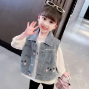 兒童馬甲 女童牛仔馬甲 兒童外穿牛仔外套 洋氣坎肩背心 兒童牛仔背心 中大童馬甲外套 百搭背心馬甲【不二雜貨】