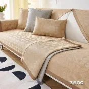 【eeno】雙人座｜高級色織緹花 冰絲涼感沙發墊 保潔坐墊蓋布罩巾(70×120cm)