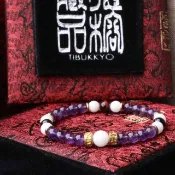 原礦無染色紫水晶手鍊 6mm 六字箴言黃銅隔珠 硨磲隔珠 客製化