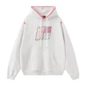 (店+)NA1250034 發芽計劃 民族感貼布連帽潮牌LOGO落肩袖套頭帽T 女款