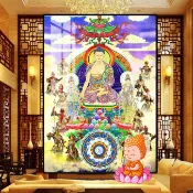 協貿國際日用品生活3館 十字繡藥師佛新款唐卡日月光菩薩十二藥叉琉璃光王如來佛像鉆石畫