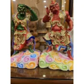 〔修緣佛像文物館〕8寸8千里眼順風耳 一對 神像 神明 佛像 神尊 佛具 神桌 佛桌 神明櫥 佛櫥 江西小葉樟雕刻