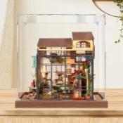 樂高展示盒 手辦展示盒 模型收納盒 適用艾米莉的花店木質手工拼裝 立體防塵盒 手辦收納盒