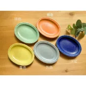 (店+)【美濃燒】日本製 美濃燒 邊緣點點刻紋橢圓小盤 12.5cm 點心盤 小菜盤  萬用小盤 多色可選 日本食器