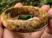 18.39圍天然玉石珊瑚玉菊花石手鐲玉鐲鐲子手環福鐲平安鐲珠寶玉石首飾飾品