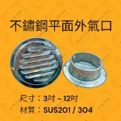 【現貨】5英吋平面外氣口 (內附百葉片+防蟲網) 全熱交換器專用 不銹鋼排煙罩 白鐵排風罩 冷氣空調配件 可開發票