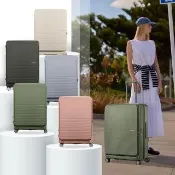 【Samsonite 新秀麗】24吋 FLATFORM 前開式/上掀式可擴充大容量輕量PC抗震輪行李箱(多色可選)