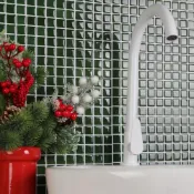 (店+)【M.SHOP】3D水晶壁貼 廚房防油貼 寶石綠磁磚貼 廚房防油貼 馬賽克 浴室壁貼 防水壁貼 浴室防水 耶誕綠