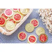 (店+)新年祝福語 單片女王金幣巧克力 (5款可挑) 過年糖果 發財金 好運糖 g3086 