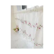 (店+)剪香刺繡雙層紗/清新刺繡荷葉邊短簾/門簾/櫃簾廚房短簾/鄉村風 田園門簾短簾半簾