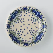 (店+)【波蘭陶】Vena青花涼夏系列圓形深盤22cm波蘭手工製陶瓷盤圓盤水果盤 入厝禮 盤子 餐盤 碗盤