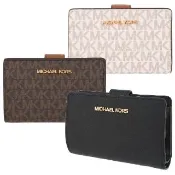 【Michael Kors】JET SET TRAVEL系列 金字LOGO 防刮皮革 7卡 拉鍊 對折 中夾(多色任選)