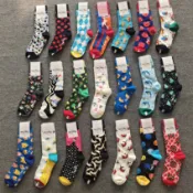 happy socks瑞典潮牌INS快樂HS粉紅豹中高筒襪子時尚襪子
