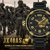 【elegantsis 愛樂時】海軍陸戰隊特別款機械腕錶/黑金48mm(ELJX48AS-LVTP5-NBG02MA)