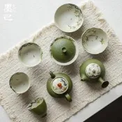 【茶藝收藏臻選】冠品茶具茶壺蓋壺承小青柑手繪仿古金竹合集聽風碗茶杯主人杯手工功夫茶具 中式茶具 日式茶具 茶藝用具