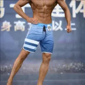 IFBB奧賽男士健體健美比賽短褲 2024年彈力速乾衝浪運動沙灘褲 男