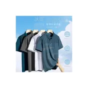 (店+)短袖polo衫男大尺碼冰絲涼感衣吸濕排汗運動薄款上衣爸爸高級感輕男裝t恤速乾透氣商務條紋口袋短袖男款高爾夫球羽球衣