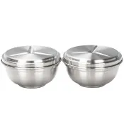 【PERFECT 理想】理想牌極緻316不銹鋼12cm附蓋隔熱碗-2入兒童碗