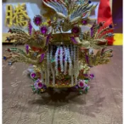 騰玉宴 五吋媽祖帽 女神帽 九鳳媽祖帽 附獅頭帽牌 安金紙帽 天上聖母 媽祖帽 媽祖 神明帽
