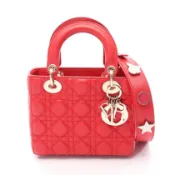 【DOKODEMO】【二手】迪奧手提包，LADY DIOR MY ABCDIOR，Lady Dior 小號 Cannage 兩用RED皮革，Lady Dior Cannage 兩用托特包，小號