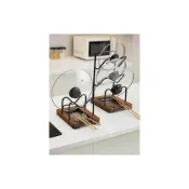 (店+)胡桃木鍋蓋架 廚房臺面置物架 家用免打孔放鍋鏟鍋具菜板砧板放置器 多功能家用檯面收納放置架
