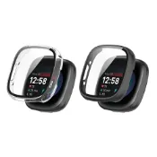 殼起來3C手機配件 【PC+鋼化玻璃一體錶殼】Fitbit Versa 4 / Sense 2 全包 手錶 保護殼 硬殼