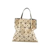 ISSEY MIYAKE 三宅一生 BAOBAO 亮面三角格6x6手提包 (米金色)