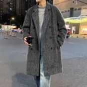 🔥 台灣出貨🔥長版外套男 男大衣 長版大衣 韓版大衣 大衣男生 毛呢大衣 冬季大衣 羊羔絨風衣外套 寬鬆加厚外套
