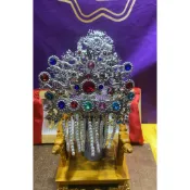 銀色水鑽尺三神尊 7吋天公帽 施華洛斯奇水鑽 玉皇大帝 三官大帝 關聖帝君神帽 神明帽