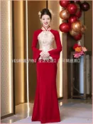 🔥【台灣熱賣】 敬酒服新娘2026新款紅色魚尾套裝婚禮服裝中式輕奢高級感回門旗袍