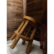 🌲自然原木老柚木 喜樂圓形實木高凳 圓凳 休閒椅 圓木椅 椅子【更美歐洲傢飾古董老件Amazing House】台南