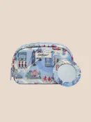【Cath Kidston】London Town 經典款亮面拉鏈化妝包（附美妝鏡）
