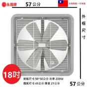 【永用牌】MIT 台灣製造110V-380V電壓18吋鐵葉強力排風機排風扇 抽風扇吸排風扇 FC-318 三相電壓