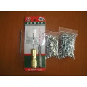 美達寶1/8   一分鑽兼鎖引孔鎖螺絲一次完成 3mm鑽兼鎖+備用鑽頭+電鍍水泥粗牙螺絲 (長+短)各一包 ((裝監視器