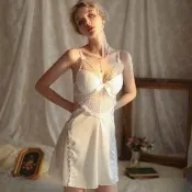 【Muses】性感睡衣 蕾絲吊帶 睡衣裙 含大尺碼 睡衣套裝 性感外袍 吊帶裙睡衣 絲質睡衣裙(40-70kg)