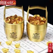 💰玄和緣堂💰一桶金擺件純銅招財聚寶盆黃銅米缸辦公室客廳玄關擺設家居裝飾品0907 招財進寶 風生水起 招財流水